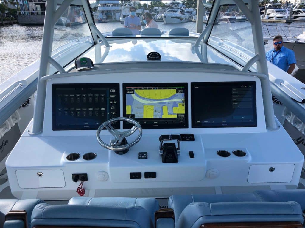 Yellowfin 54 Offshore at the helm