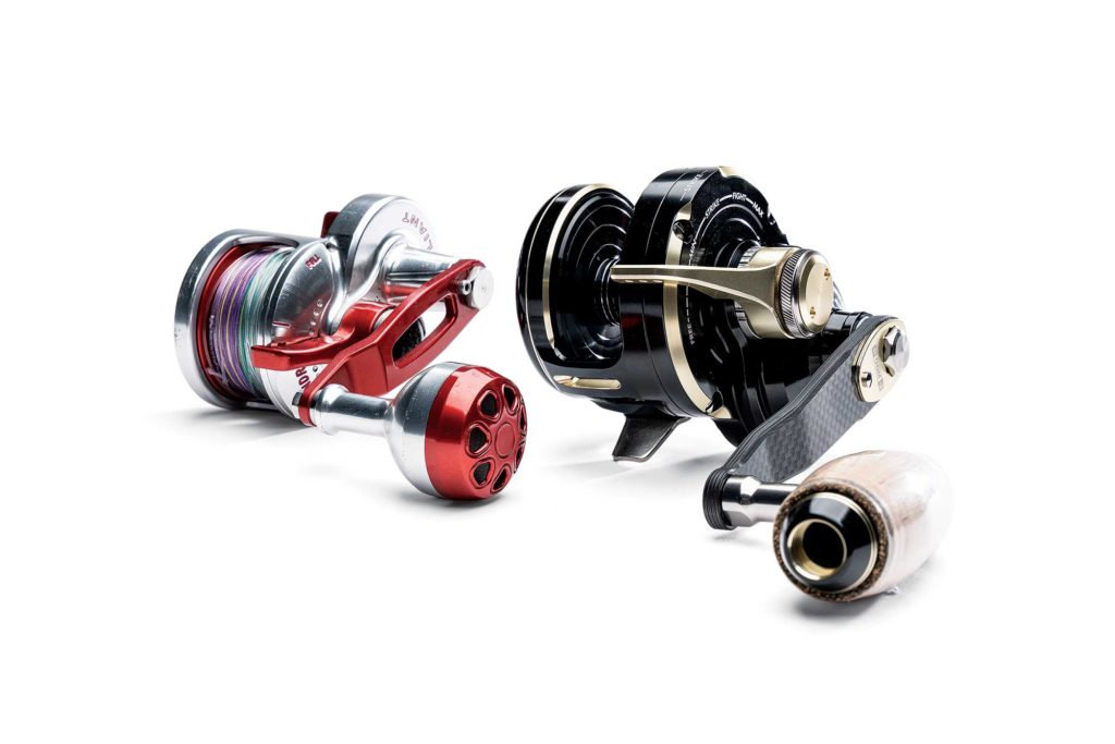 Spinning and conventional reels for fishing with jigs