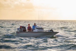 Small boat fishing offshore