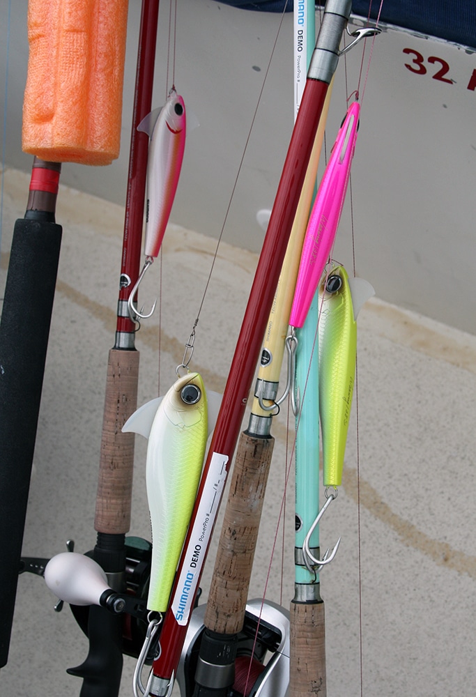 Shimano Waxwing lures Alijos Rocks long-range fishing trip