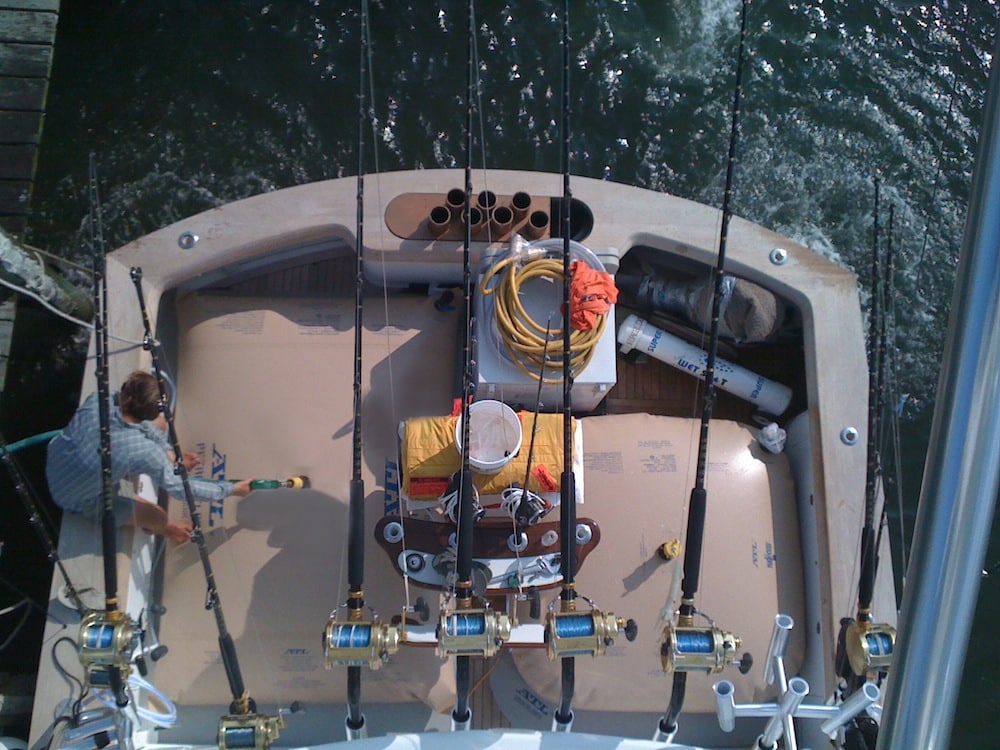 Fuel bladder cell on sport fishing boat