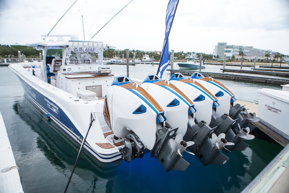 HydraSports Custom docked at the marina