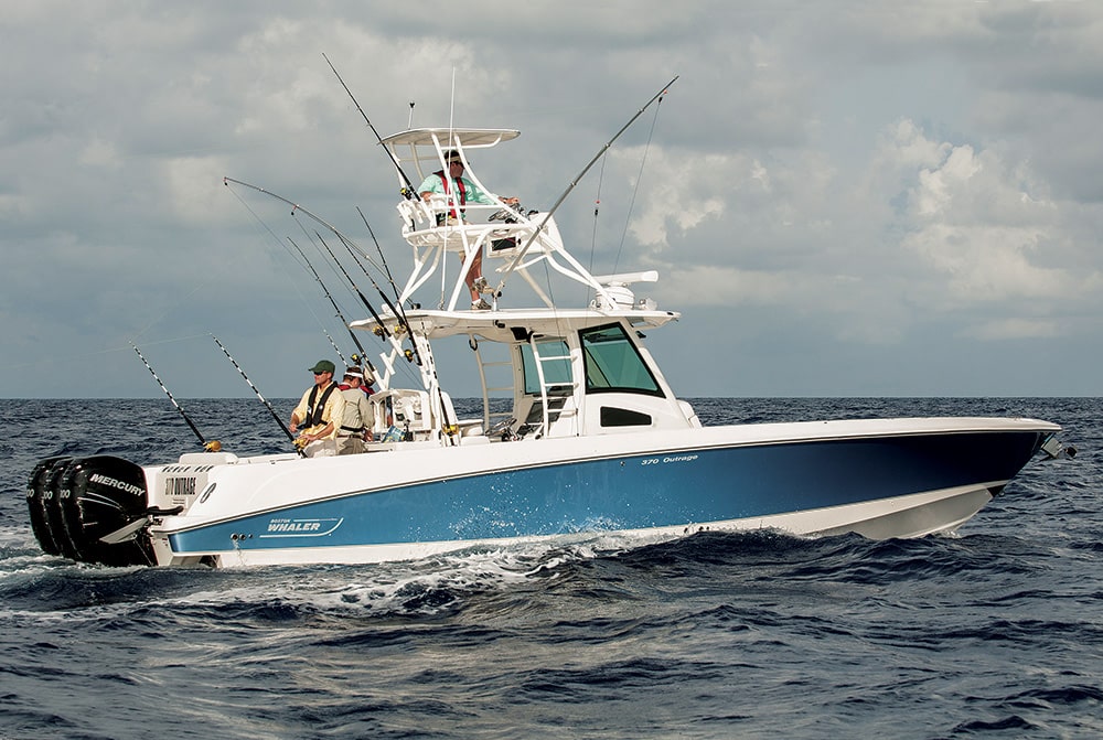 boat trolling on water slowely