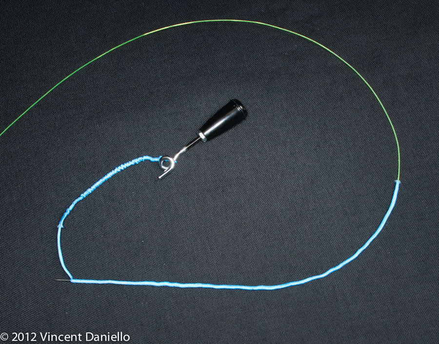 Step-by-step mono top shot to braid backing fishing line connection