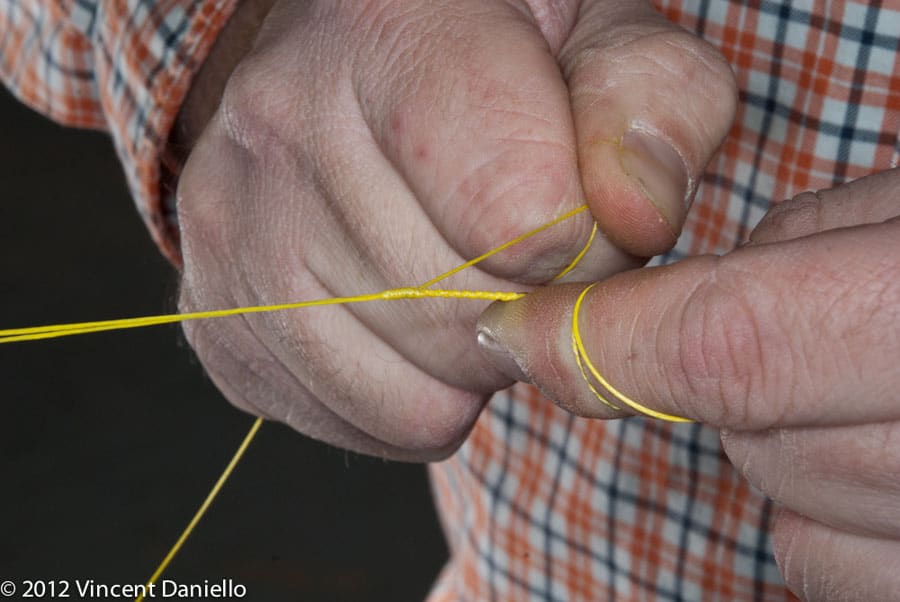 Mono fishing line top shot to braided backing guide