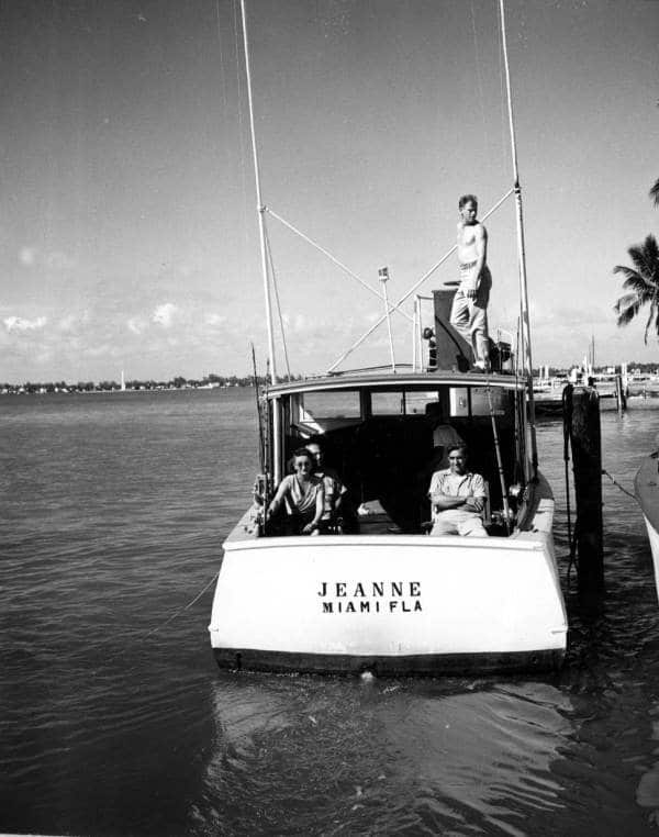 Vintage Florida fishing photo boat Jeanne off Miami, Florida