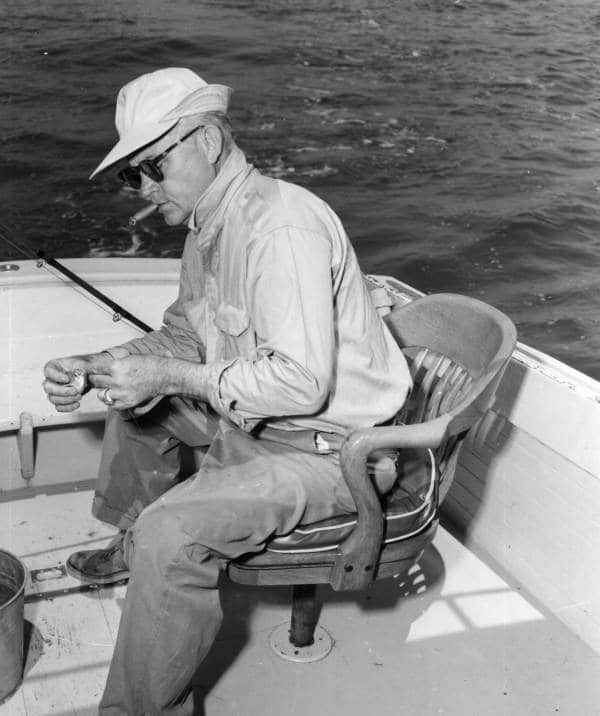 Vintage Florida fishing photo baiting hook