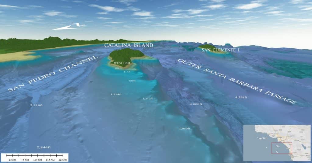 3D contour map of Catalina Island off Souhern California