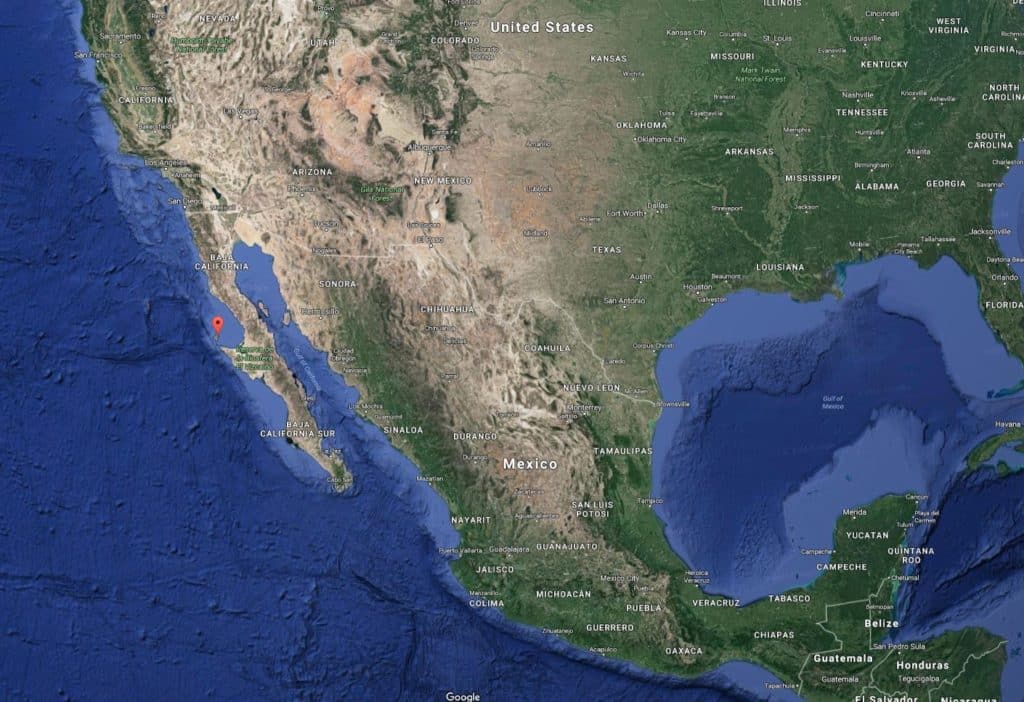 Map showing location of Baja's Cedros Island