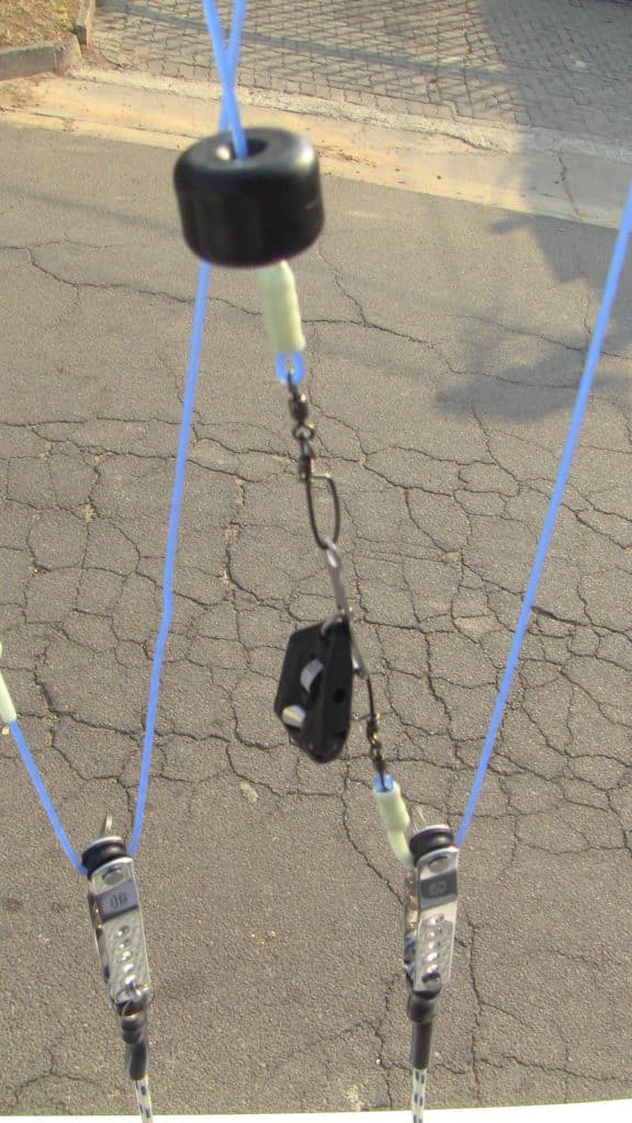 Closeup of outrigger rigging