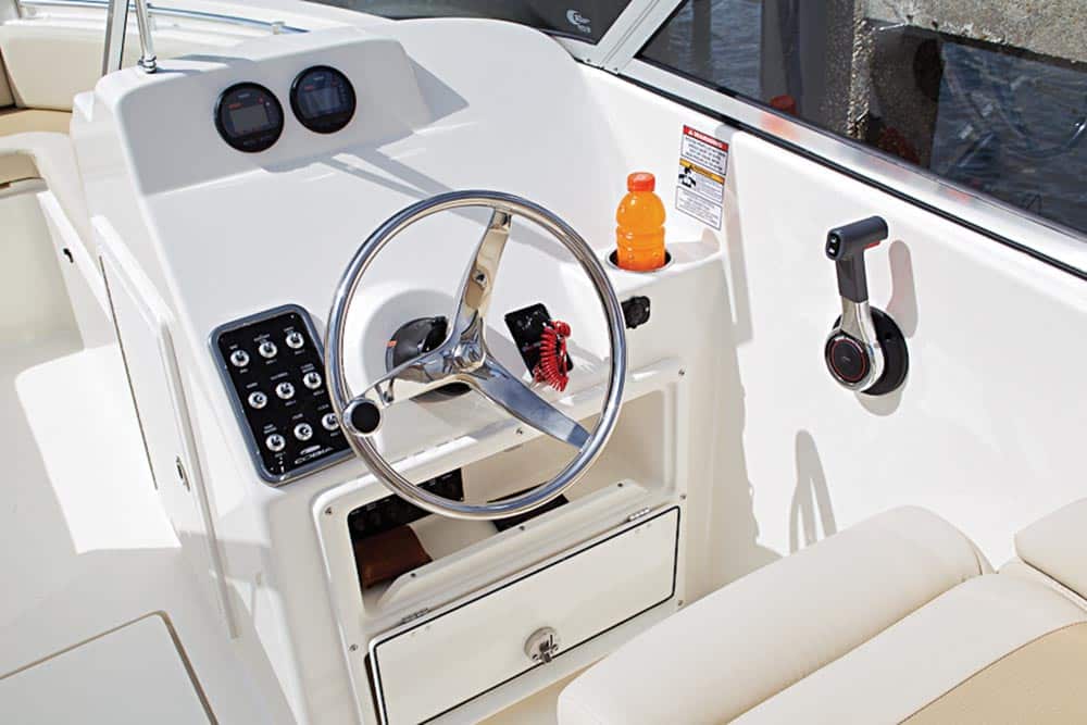 Cobia 220 Dual Console fishing boat helm
