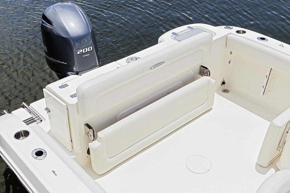 Cobia 220 Dual Console fishing boat cockpit