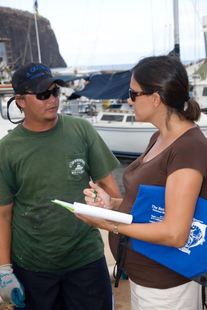 NOAA surveyor collects recreational-fishing data