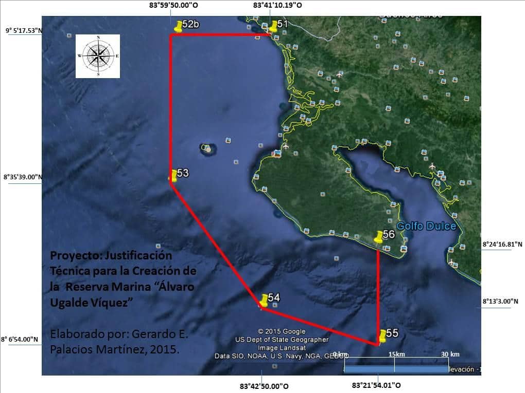 Boundaries of the new proposed Costa Rica marine reserve