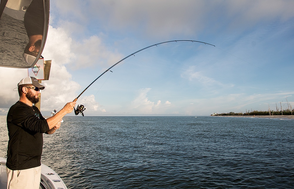 Angler aboard Crevalle 26 Open center console saltwater fishing boat