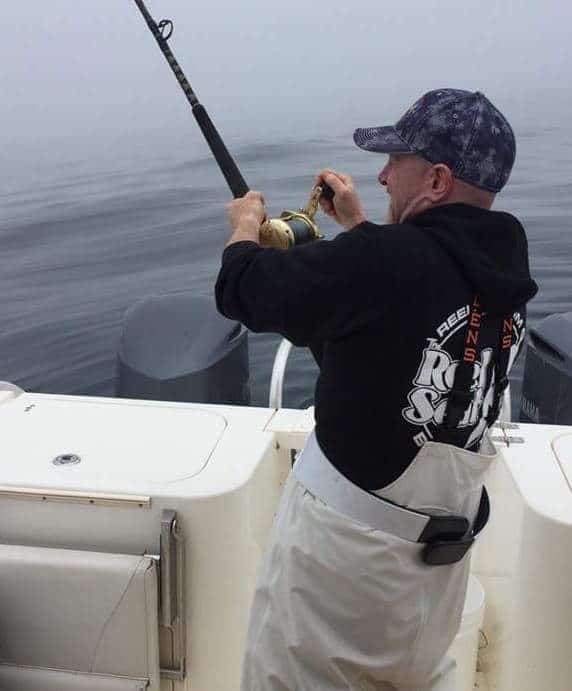 An angler struggles to land a big one, fishing with Capt. Rob Crocitto, one of Sport Fishing's Charter Captains of the Year 2017