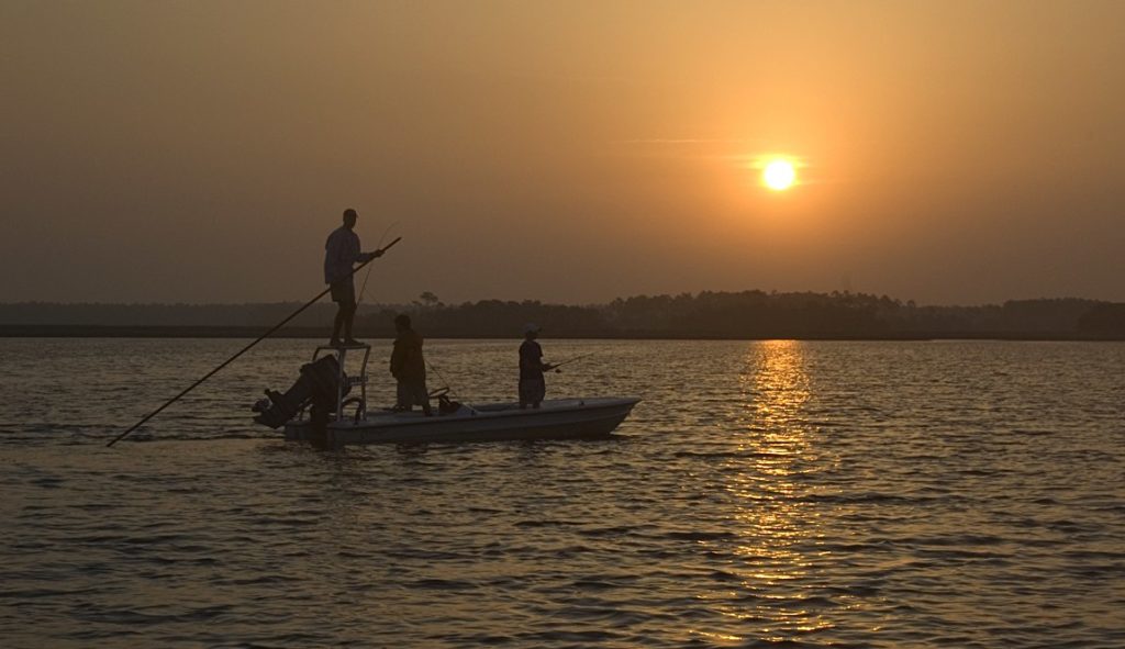 Fly-fishing at sunset in the Florida Keys