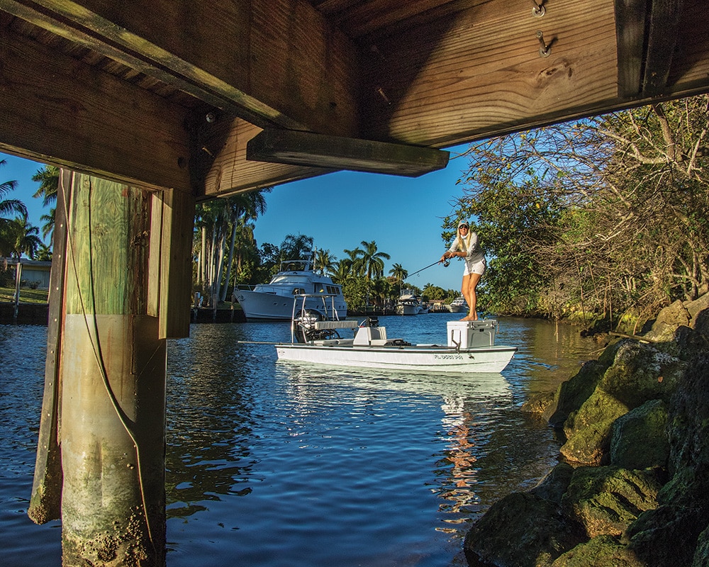 dock fishing in a saltwater canal