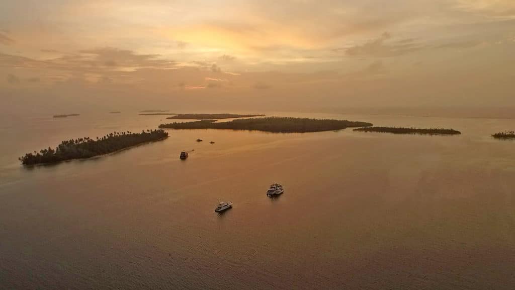 Panama San Blas Islands fishing mothership boats dusk