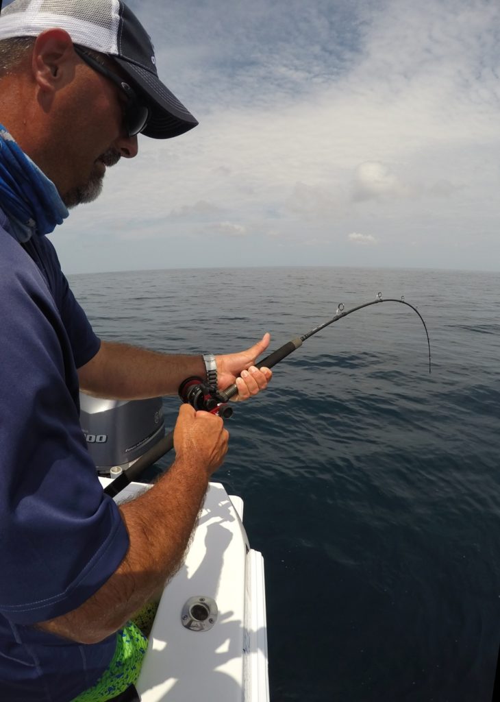 Costa Rica fishing - hooked up to a tuna