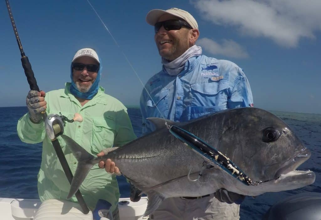 Australia's Great Barrier Reef — big giant trevally ate a stick bait