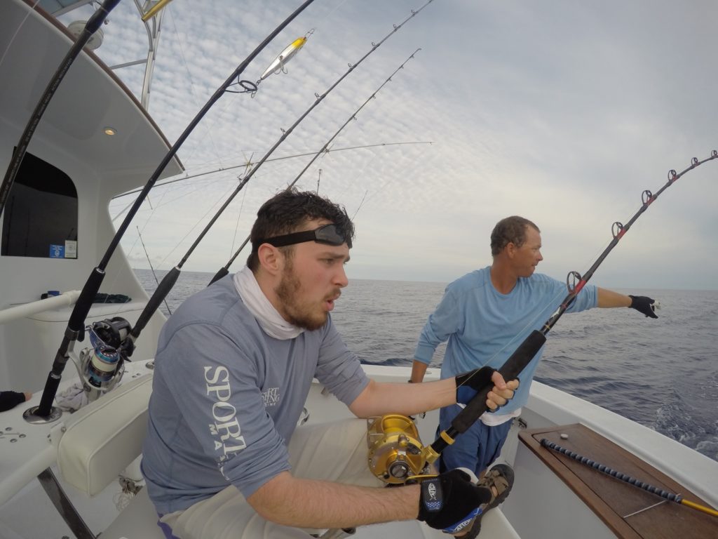 Fishing North Carolina's Outer Banks - fighting a wahoo on a deep-sea fishing trip