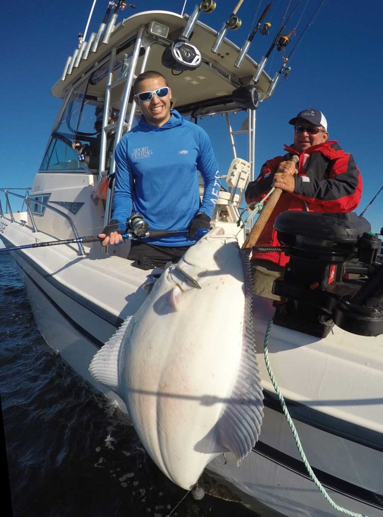 A big halibut on the gaff