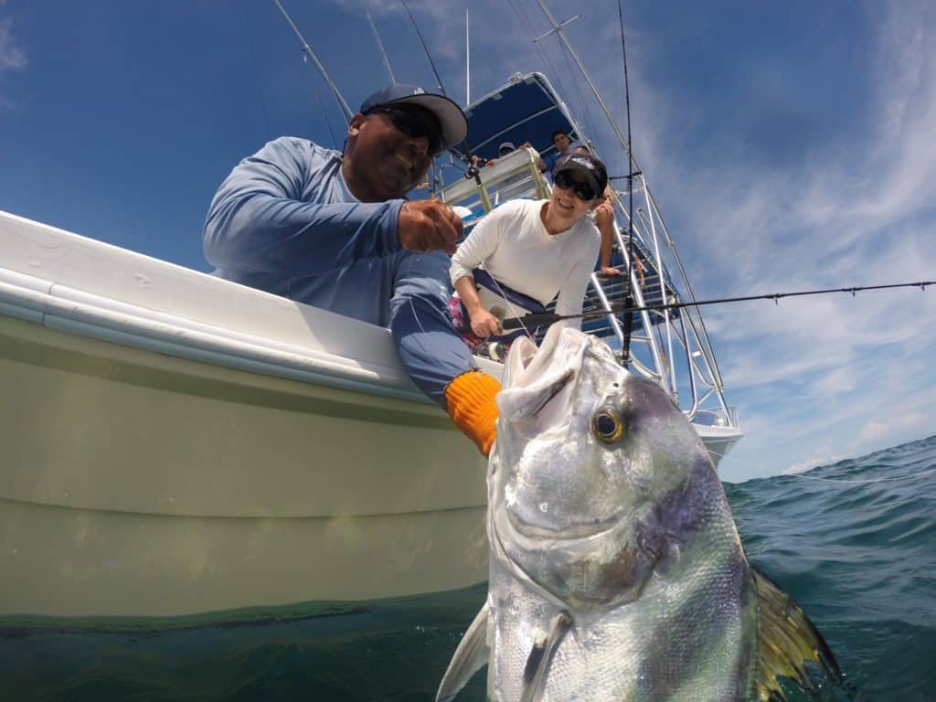 Roosterfish release from Crocodile Bay boat off the Osa Peninsula, Costa Rica