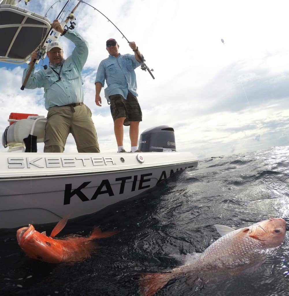 Two red snapper at the boat near Destin, Florida