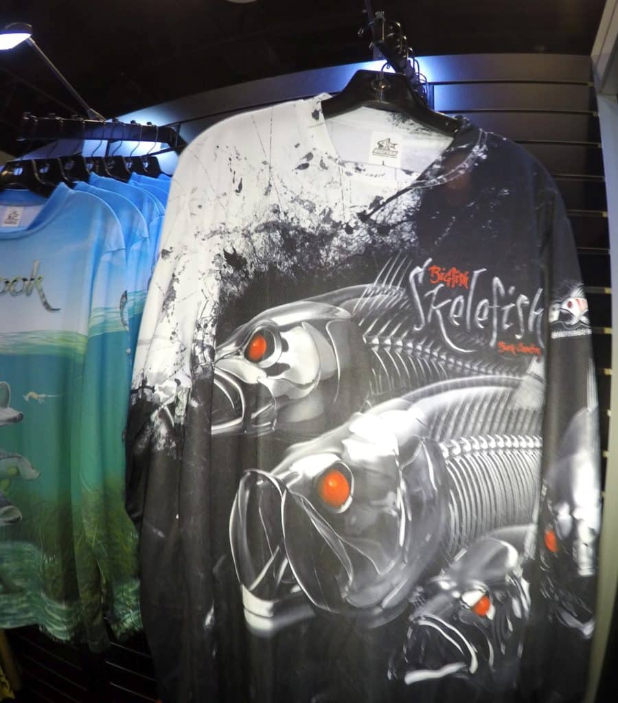 World's largest fishing tackle show -- BigFish Gear Skelefish shirt