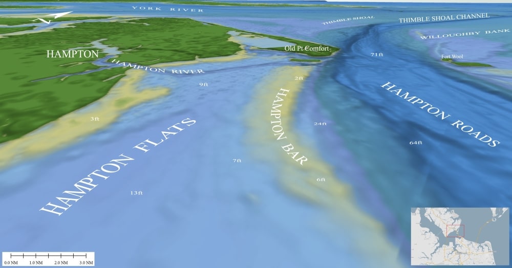 3D contour map of the Hampton Bar