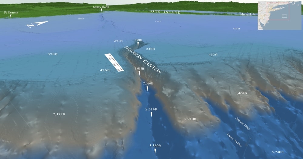 3D contour map of the Hudson Canyon