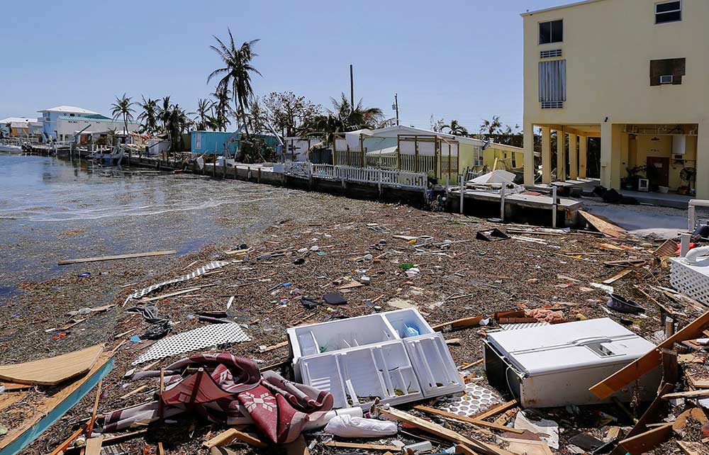 devastation and debris from Hurricane Irma