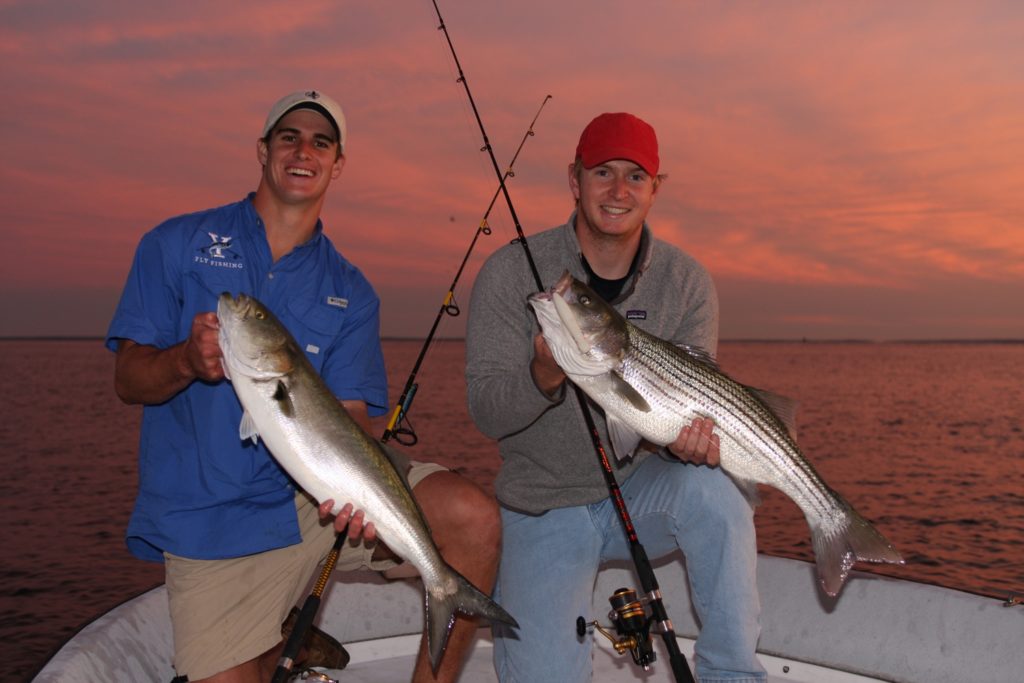 Fishing stripers and blues in Northeast boulder fields - a double