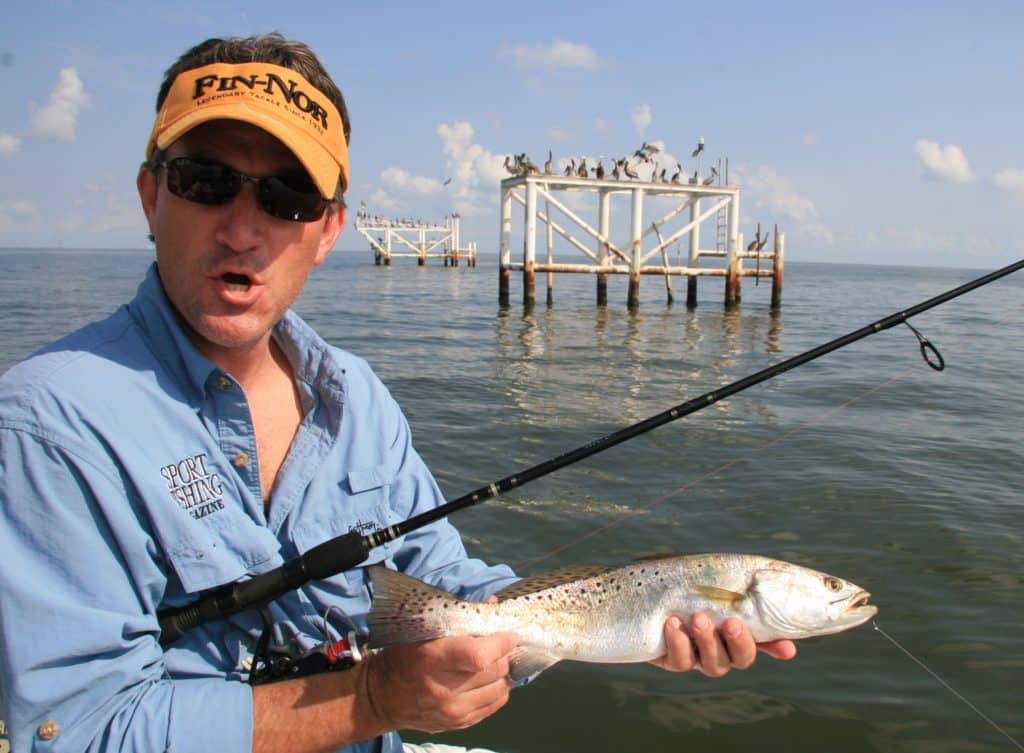 Proud angler with a nice Biloxi Marsh seatrout