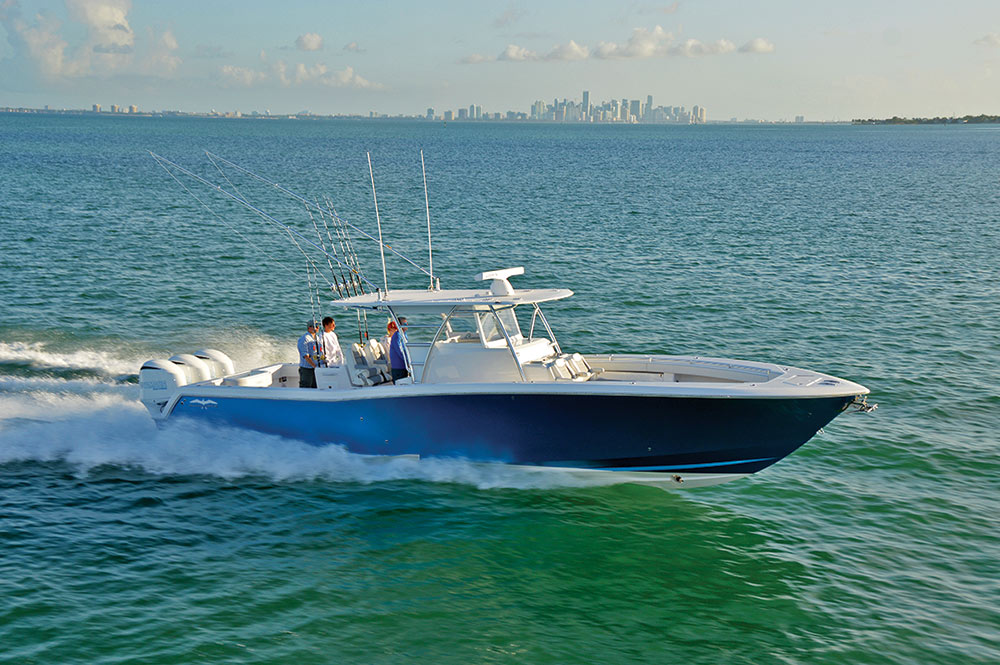 Invincible Boats high-tech hardtop center console fishing boat running