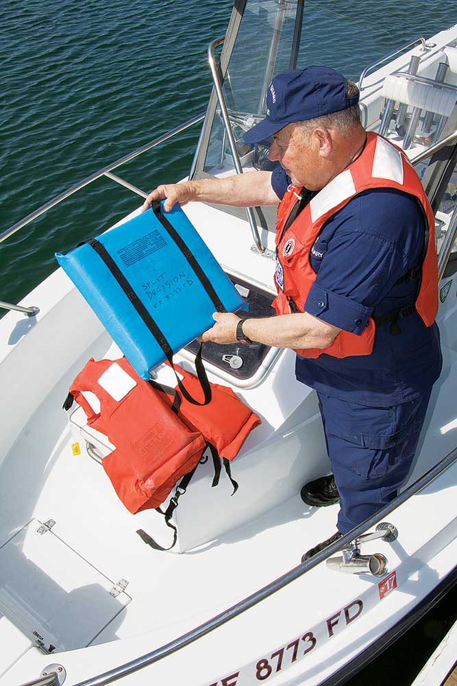 Lifejacket check on boat