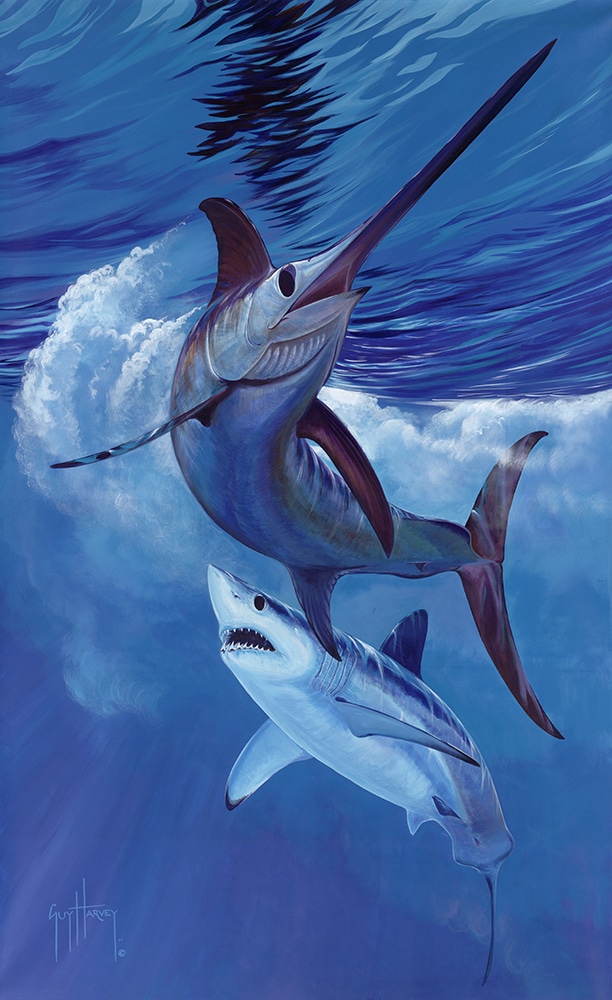 Guy Harvey painting live by the sword