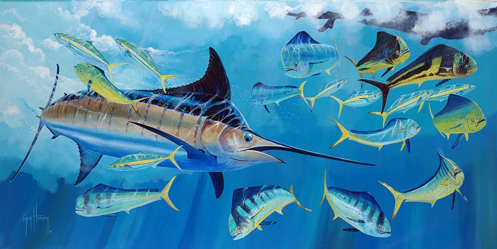 Guy Harvey painting log jam