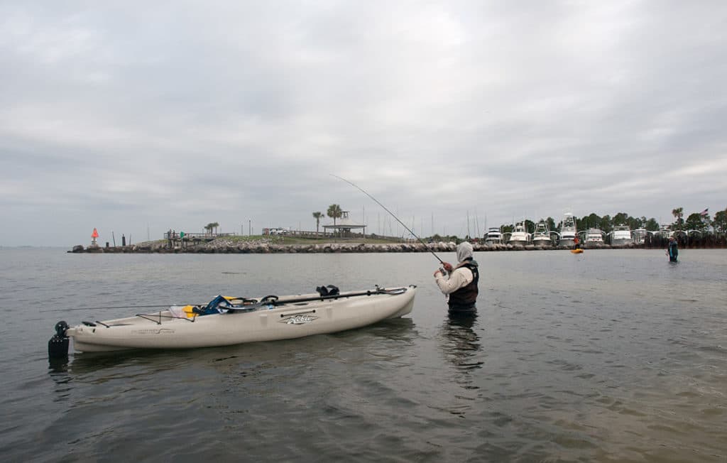 kayak fishing in the morning