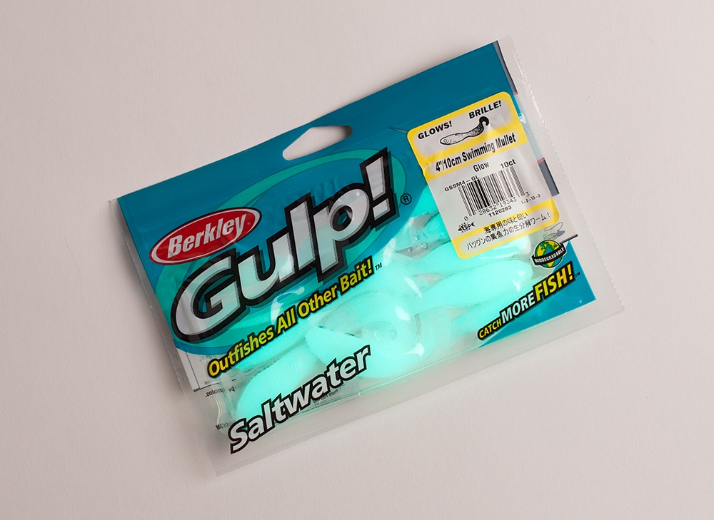 Berkley Gulp! glowing swimming mullet fishing tackle soft plastics