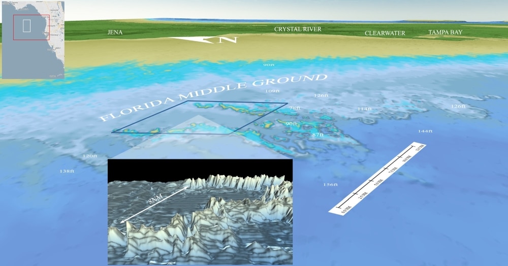 3D contour map of Florida's Middle Grounds