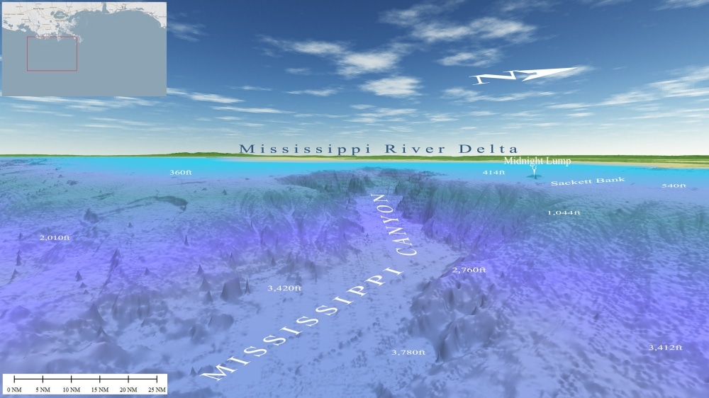 3D contour map of the Mississippi Canyon