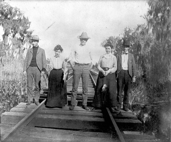 Vintage Florida fishing photo grin and grab fish catch