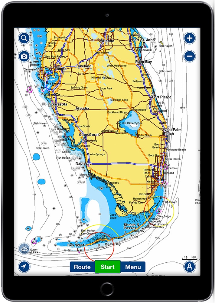 Navionics Florida chart on mobile app