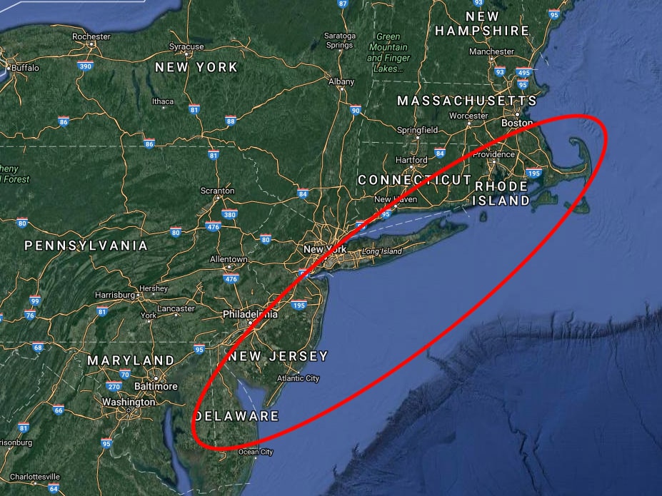 Northeast US weakfish locations
