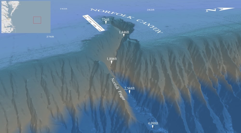 3D contour map of Norfolk Canyon