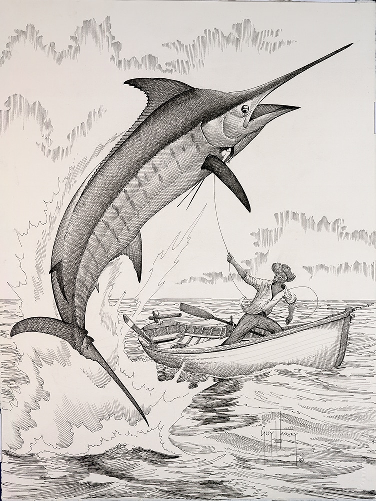 Guy Harvey painting old man and marlin