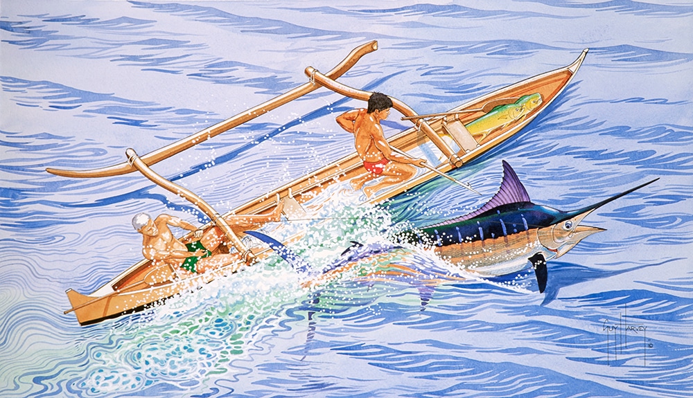Guy Harvey painting on the wire