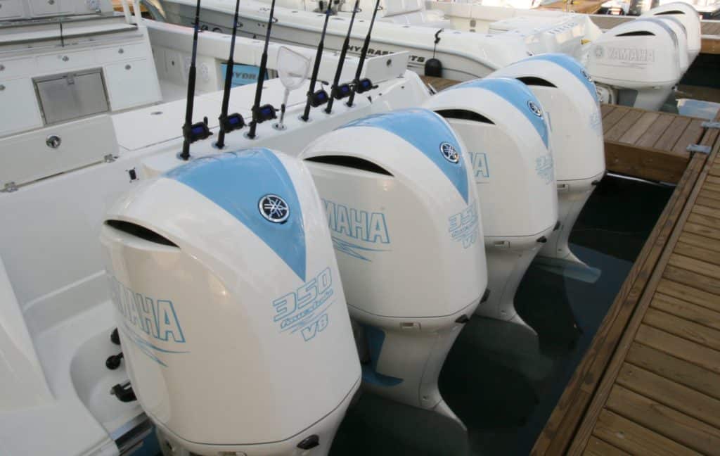 A quad of Yamaha 350 outboards